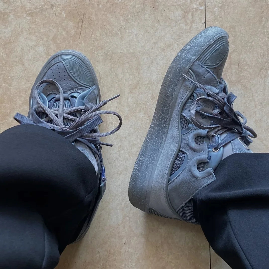 Trends Products 2026 Luxury Fashion Sneakers Color Patchwork Chunky Sole Sneakers Walking Shoes Anti-Slip Cushioning for Men