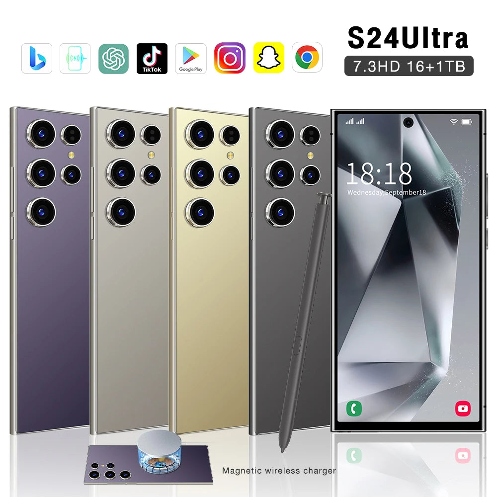2024 New Ultra-high Speed S24 Ultra 16GB+1TB 5G Smart Phone 7.2-inch 3-7MP Snapdragon 8+2 Android 14 Game Phone - Tidesmit