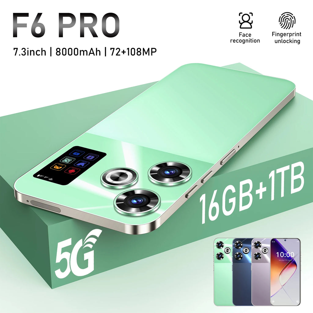 5G Smartphone 7.3 Inch 16GB RAM 1TB Storage Unlocked Mobile Phone Green 16g Tidesmit