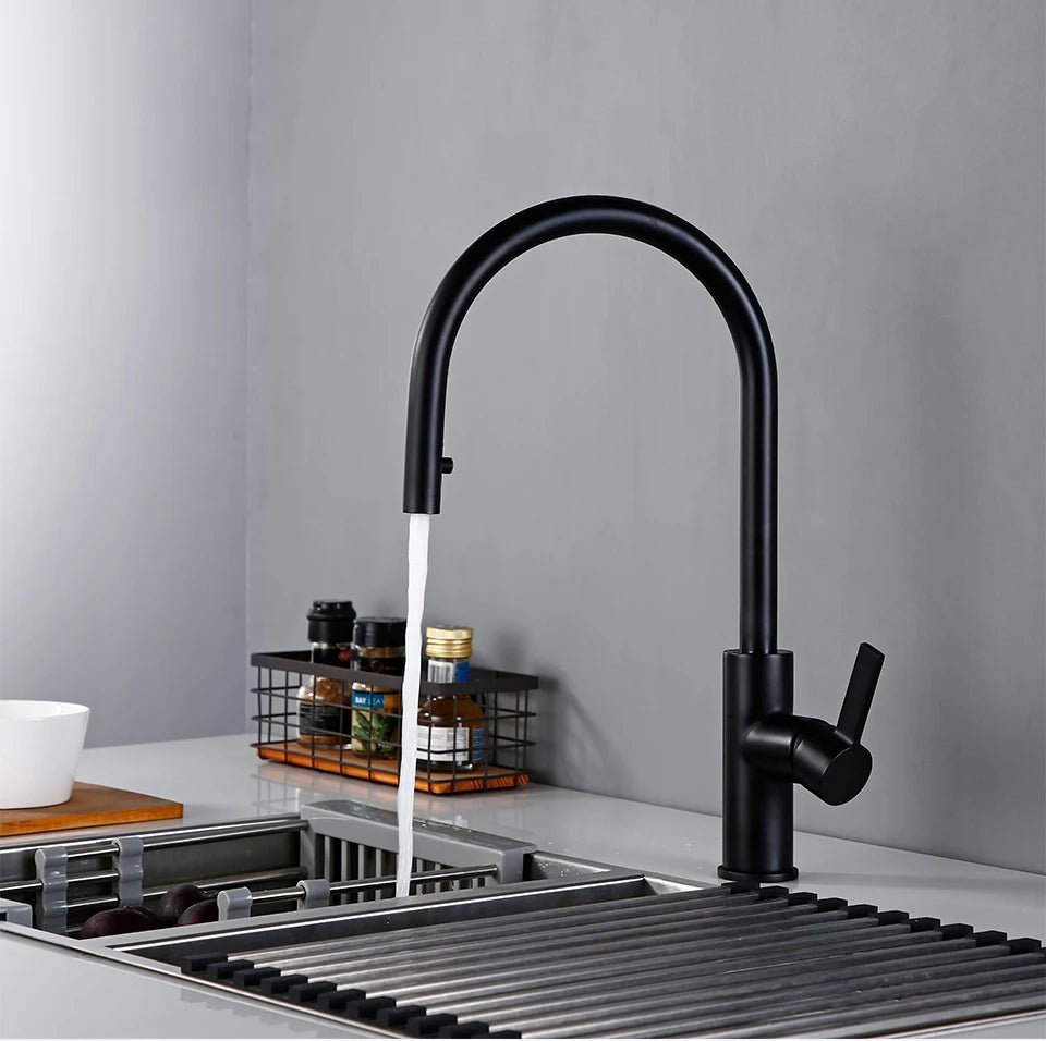 Bagnolux Black Gold Brass Rotation Holder Single Hole Deck Mounted Cold and Hot Water Mixer Pull-Out Sprayer Kitchen Sink Faucet