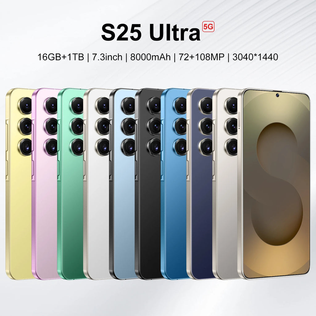 Smart Phone 2025 Cellphone S25 Ultra 7inch Unlocked Dual Card 5G Phones Android 14.0 Mobile Phones - Tidesmit