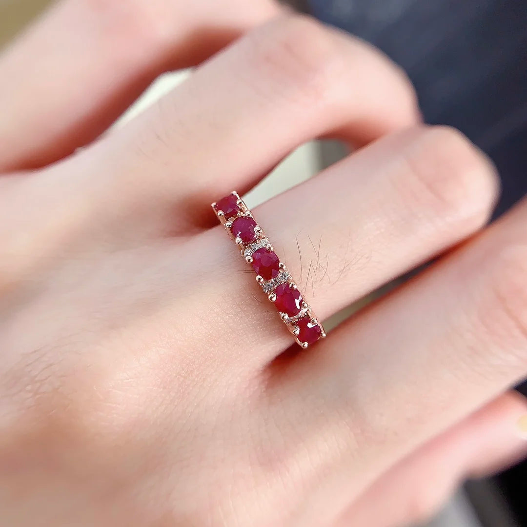 New Design OEM/ODM Luxury 925 Sterling Silver Gold-Plated Natural Ruby Ring for Women Anniversary