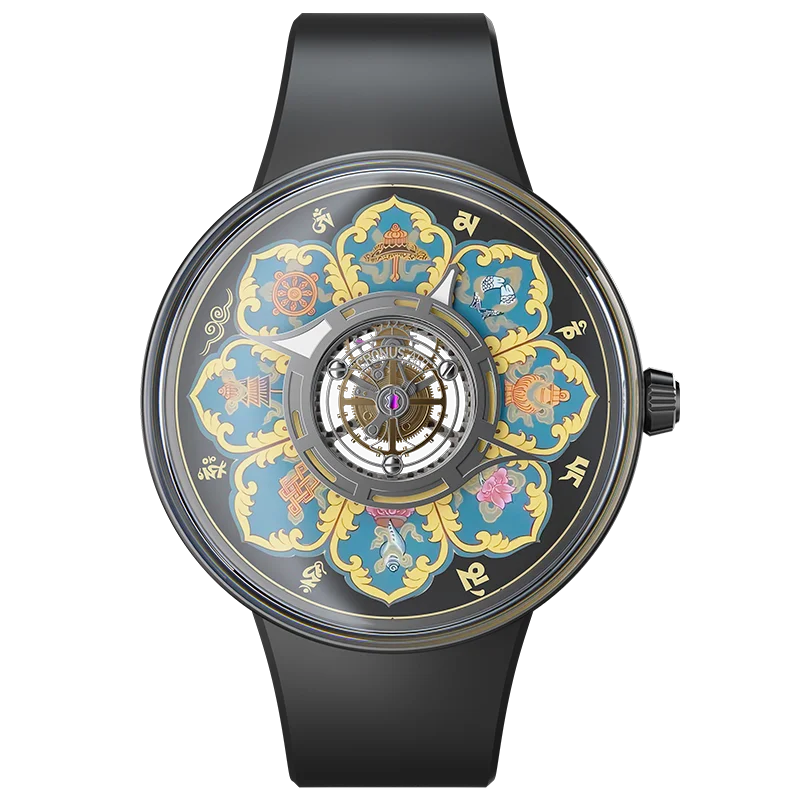 Edition Luxury Men's Tourbillon Mechanical Watches  Mandala Dial Design Titanium Case Chinese-Style Inspiration Oem Watches