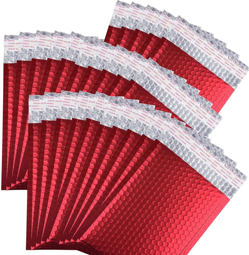 Shinning Package Cosmetic Packaging Metallic Plastic Padded Envelopes Mailing Poly Red Bubble Mailers Bags