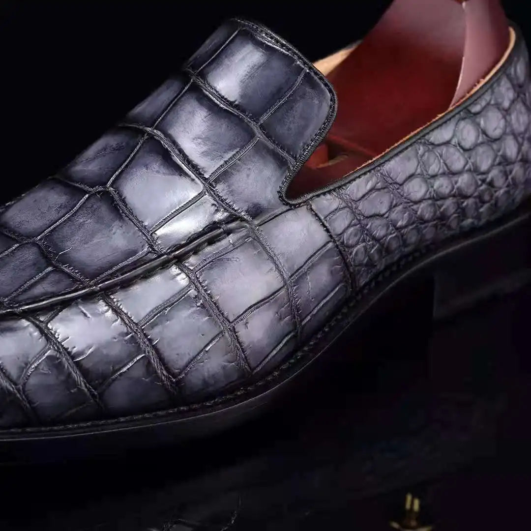 Goodyear Alligator Loafer Shoes New Fashion Party Casual Shoes for Men Top Quality Genuine Crocodile Leather Wedding Men's Shoes