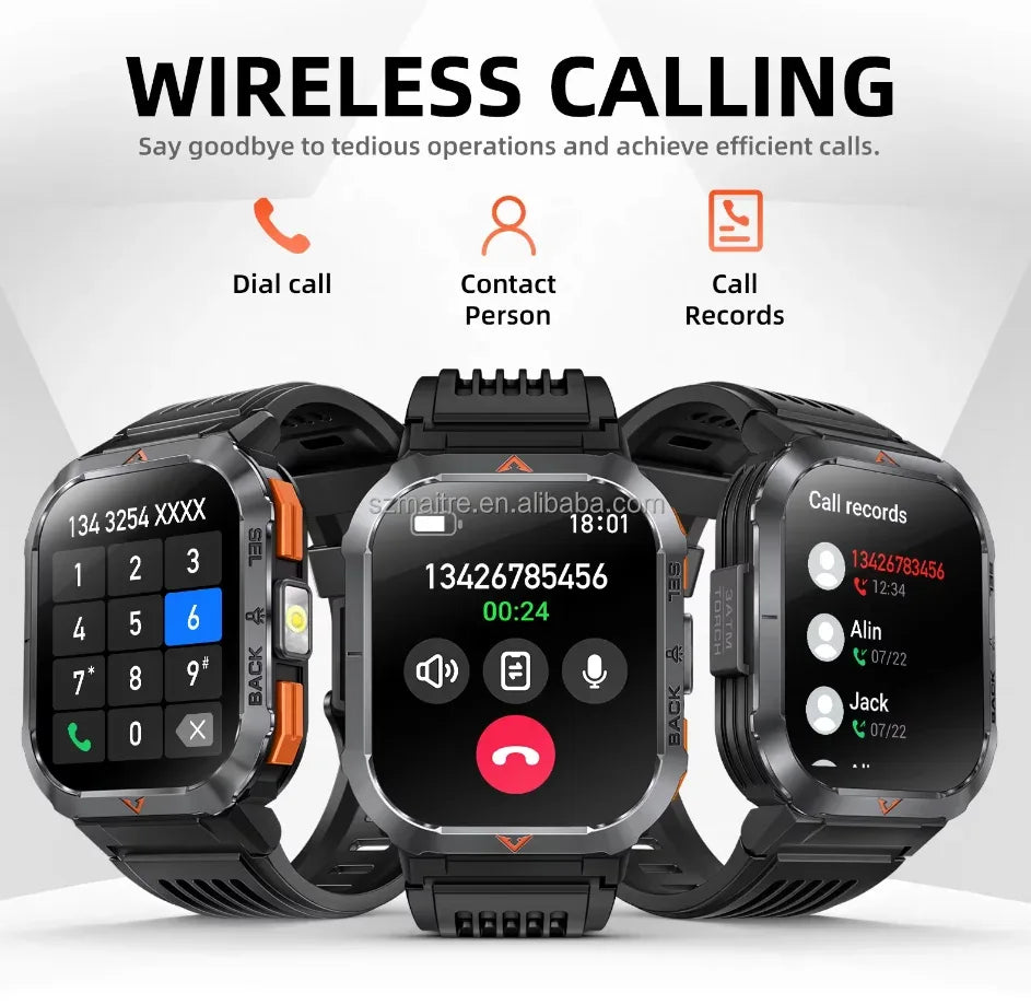 S50 Outdoor Sports Smart Watch for Men BT Calling 3ATM Waterproof Large Memory 400mAh Large Battery Fitness Tracker Smartwatch - Tidesmit