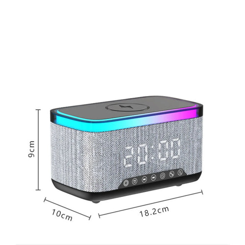 15W Wireless Fast Charger RGB Night Light Temperature Time Digital Alarm Clock Portable Multifunction Bluetooth Charging Speaker Tidesmit