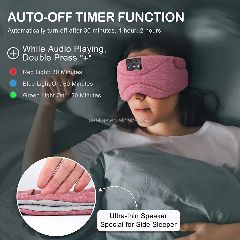 Bluetooth Sleep Mask With Thin Speakers Sleepmask With V5.2 Wireless Headphones 35 Hours Playtime For Side Sleeper Drop Shipping Tidesmit
