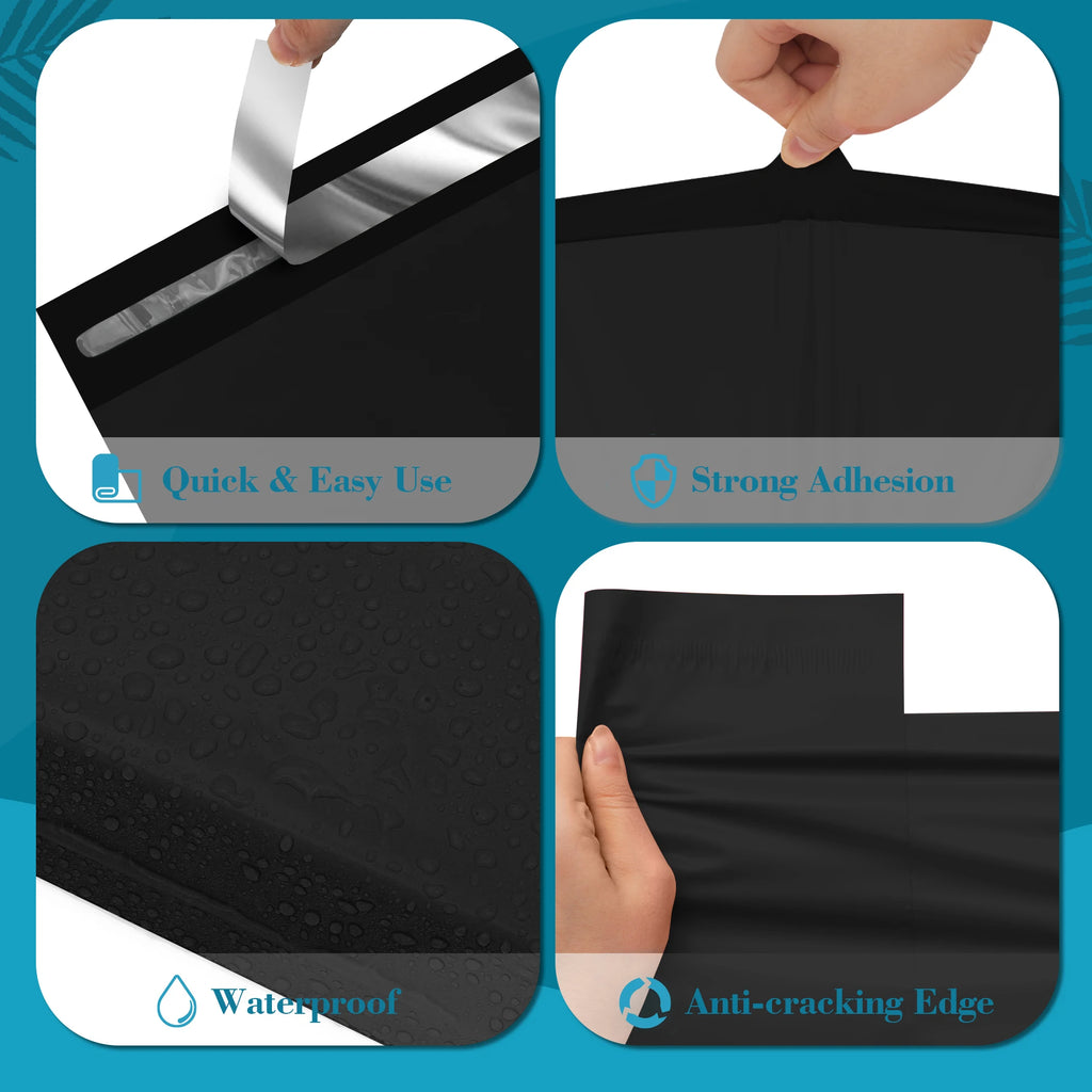 2-Day Shipping 5-Day Delivery 12x15.5-inch Black Poly Mailers 200 Pieces Tearproof Waterproof Thank You Tote Bag