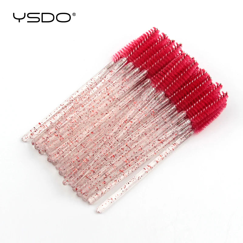5/50 Pcs Eyelash Brushes False Eye Lashes Extension Tools Eyebrow Brush Mascara Wands Applicator Spoolers Lashes Cosmetic Tool False Eyelashes Crystal Red Tidesmit