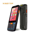 Black rugged Android PDA front and rear with orange side accents