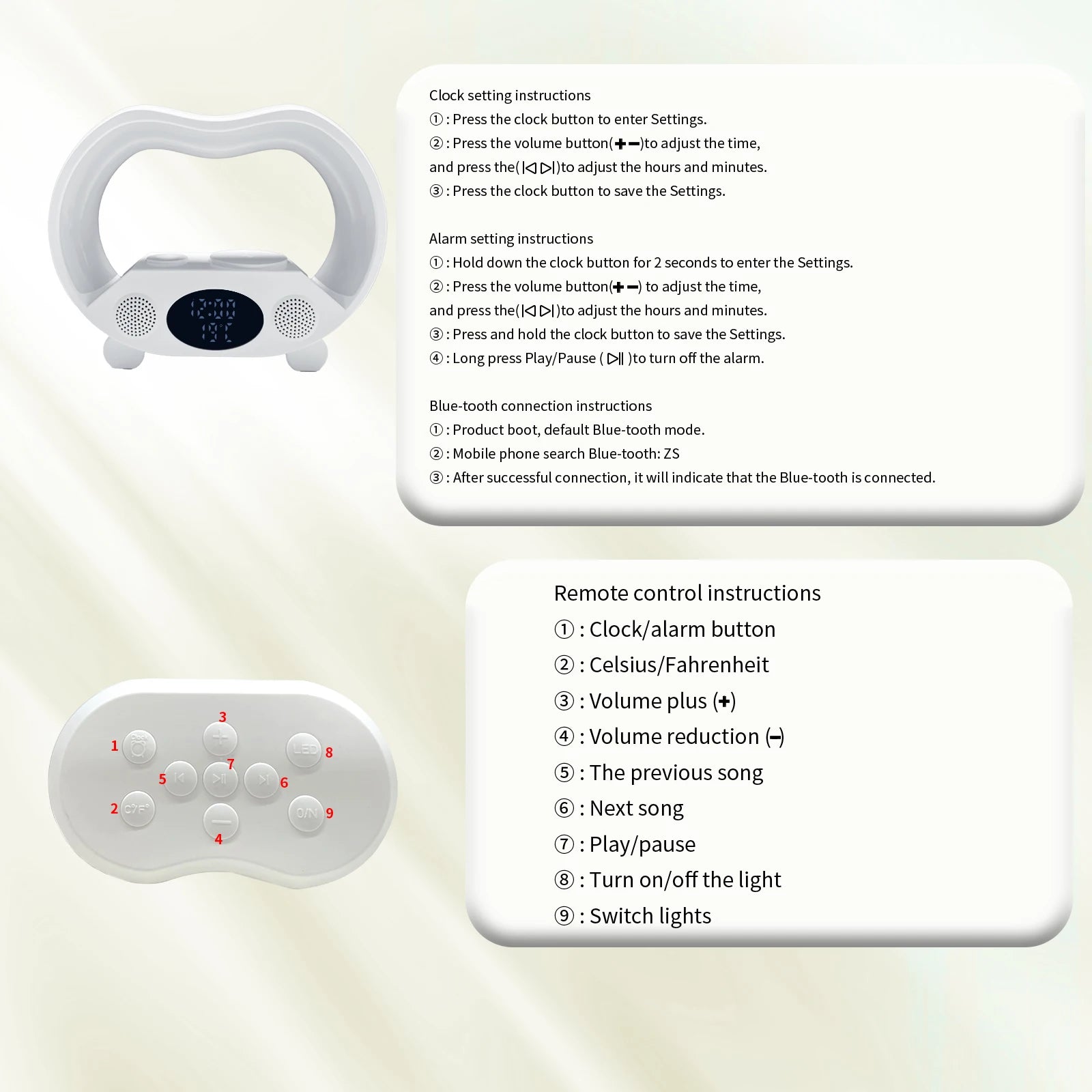 Charger Lamp G Shape Sound Ambient Smart Wireless Charging Night Light g Clock and Charger Tidesmit