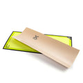 Packaging silencer sticker 180 x 140 mm, beige cover over lime label sheet