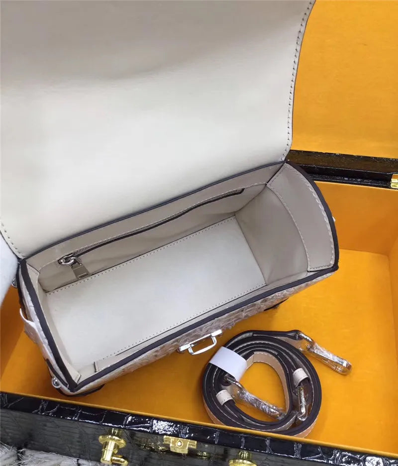 Authentic Exotic Crocodile Skin Women's Small White Purse Genuine Real Alligator Leather Lady Handbag Female Cross Shoulder Bag