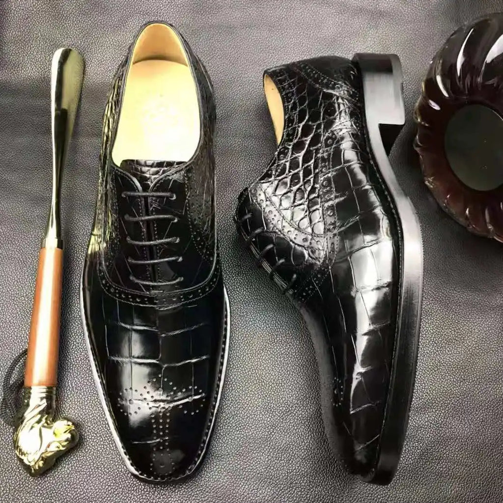 Goodyear Chic Alligator Shoes Men Original Chaussures Hommes Genuine Crocodile Leather Shoes for Men Comfortable Men's Shoes