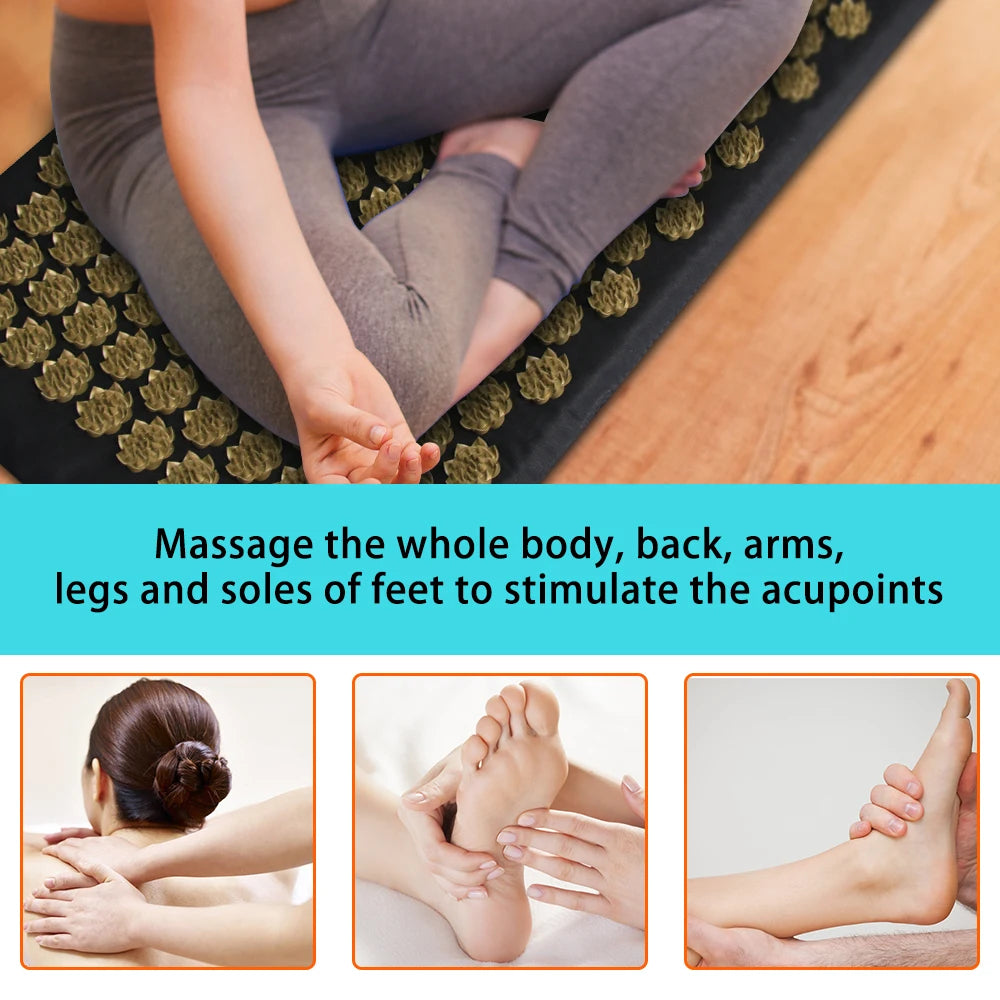 Acupressure Massage Mat for Back Relief – Lotus Spike Cushion Set Back Massage Instrument Tidesmit
