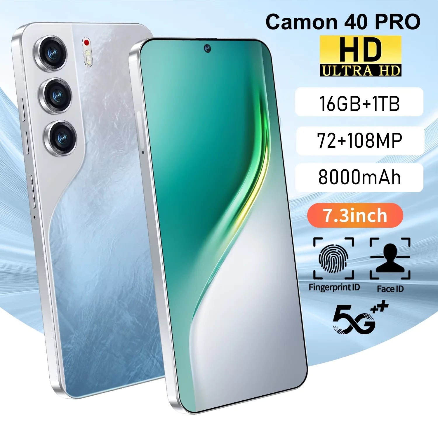 High Quality Camon 40 Pro Original 16GB +1TB Mobile Phone 6800Mah Android 14 Large HD Gaming Custom Global 5G Smartphones - Tidesmit