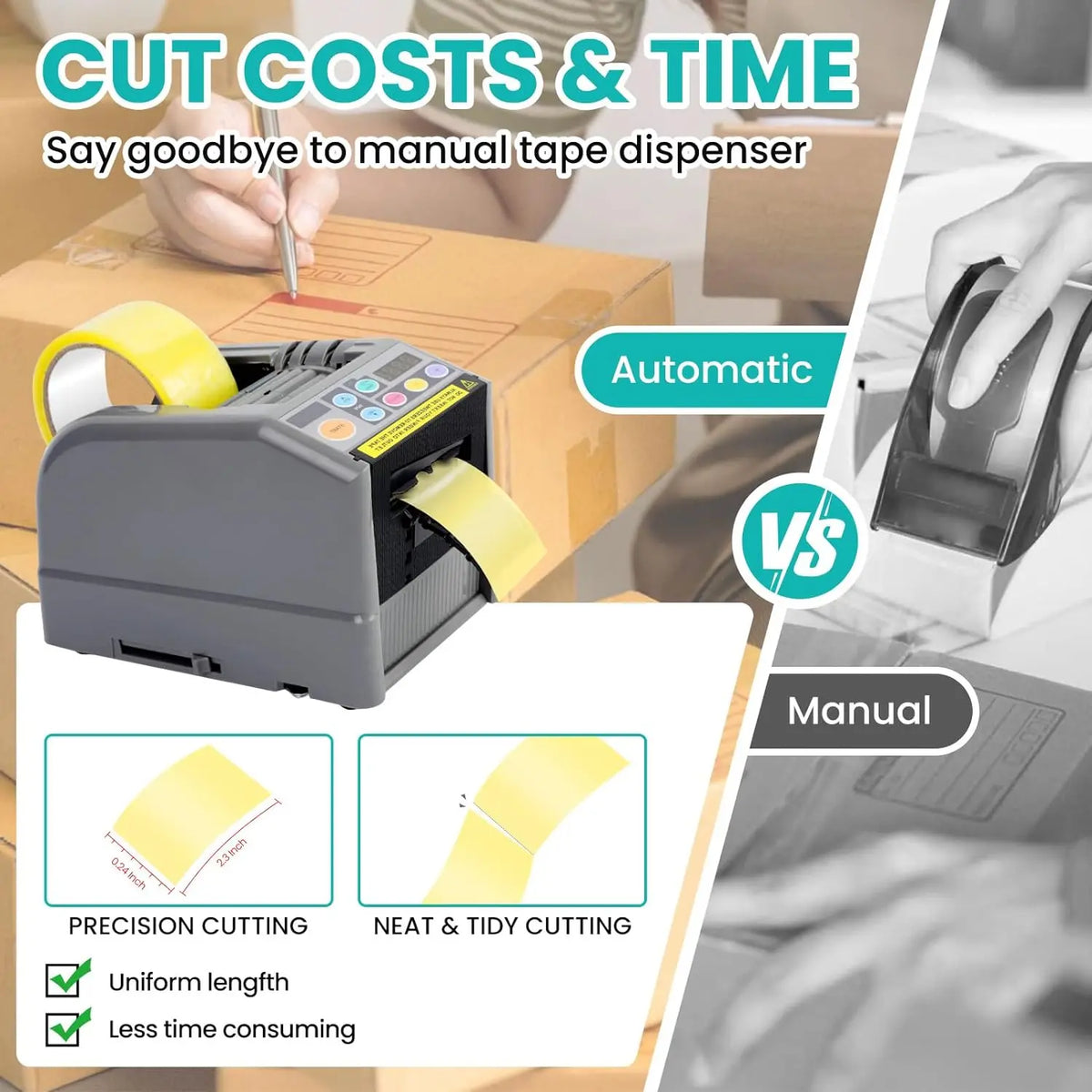 ZCUT-9 Automatic Tape Dispensers Adhesive Non Adhesive Tape Cutter Packing Machine Dispenser