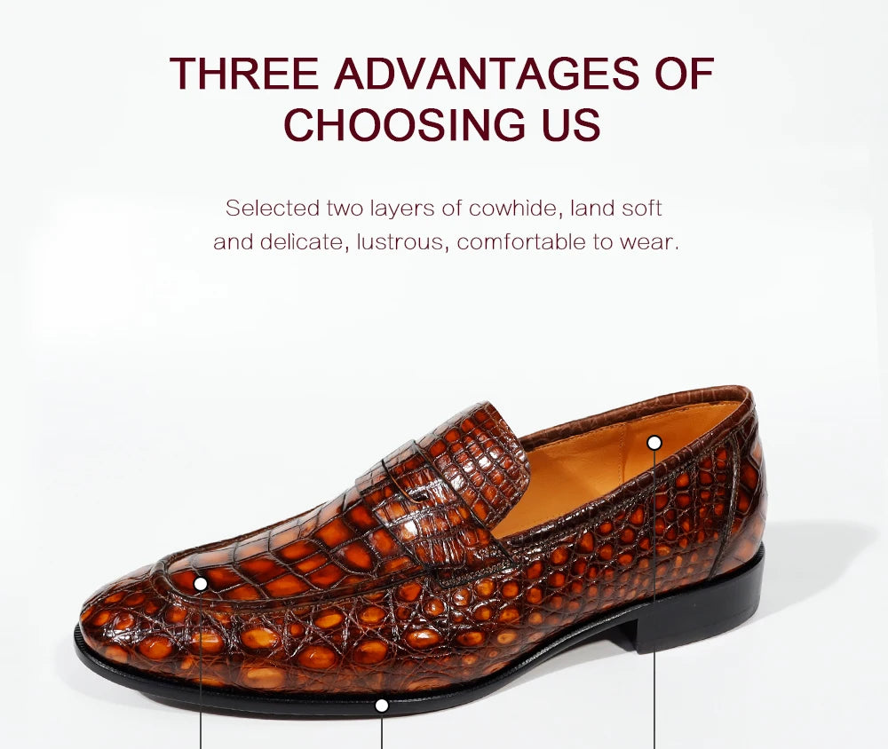 Goodyear Welt Genuine Crocodile Leather Shoes for Man Loafers Shoes Alligator Men Chic New Model Office Party Men's Shoes