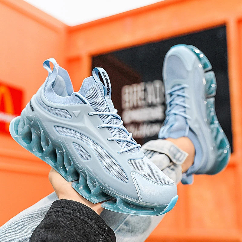 Custom Logo Men Fashion Sneakers Height Increasing Fly Knitting Blade Running Trainers Sneakers Walking Sports Men Shoes