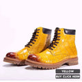 Stylish Men's Leather Boots Rubber Sole Luxury Genuine Crocodile Leather Shoes High Top Quality Ankle Boots for Men Shoes