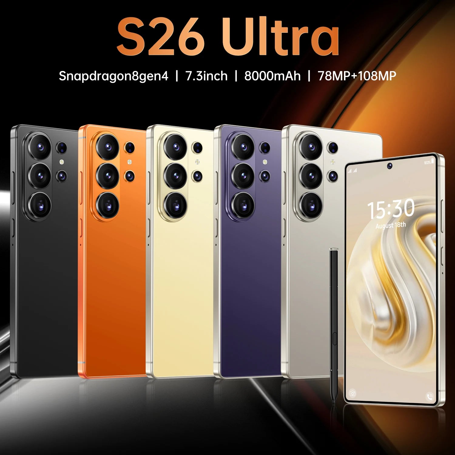 S26 Ultra 5G Smartphone, 22GB RAM, 2TB Storage, 108MP Camera Tidesmit