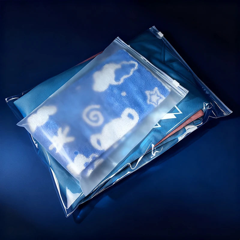 Custom 0.16mm Matte Zip Lock Bag for Clothing for Socks and Underwear Barrier Plastic Bag