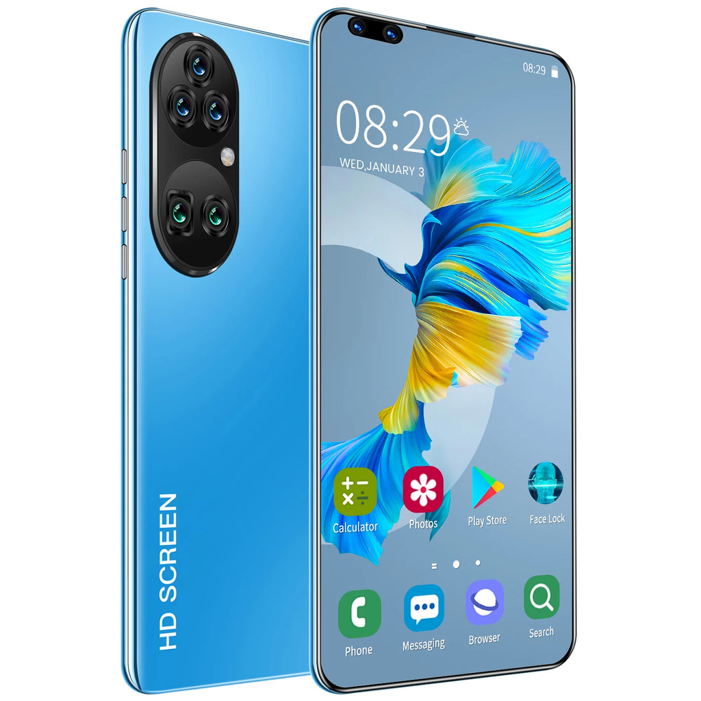 New P60 Pro 7.8 Inch 10 Core Smart Phone 16GB+512GB 4K HD GPS Navigation 5G Android SmartPhone 40+48MP Game Mobile Phone - Tidesmit