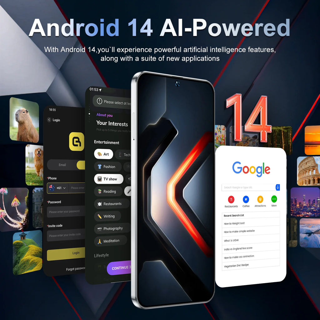 Android 14 5G Smartphone 7.3-inch 16GB RAM 1TB Storage Unlocked Mobile Tidesmit