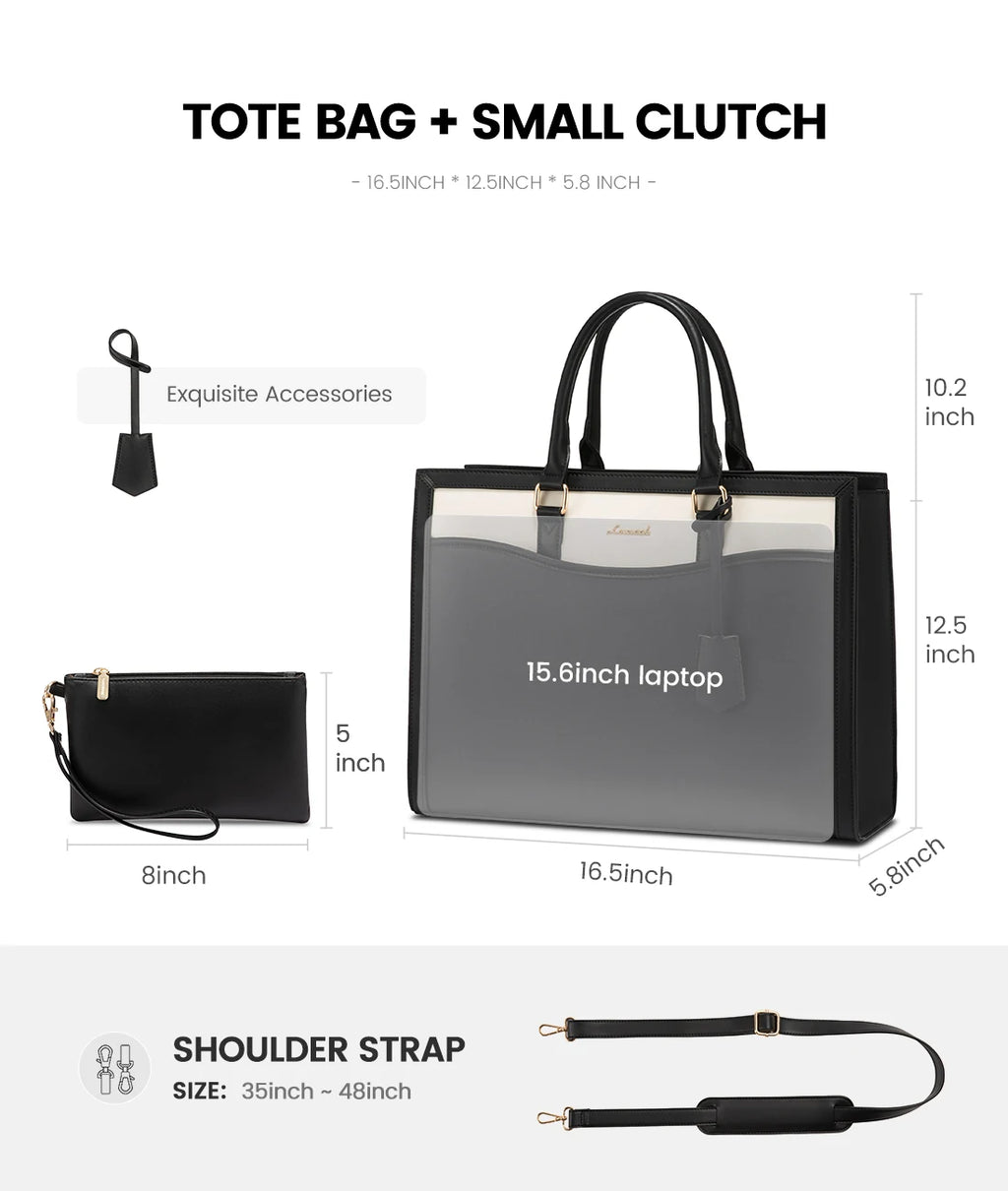 LOVEVOOK 2024 Hot Sales Business Shoulder Bag Computer Tote Bag Handbag Waterproof Luxury Customize Leather Laptop Bag for Women