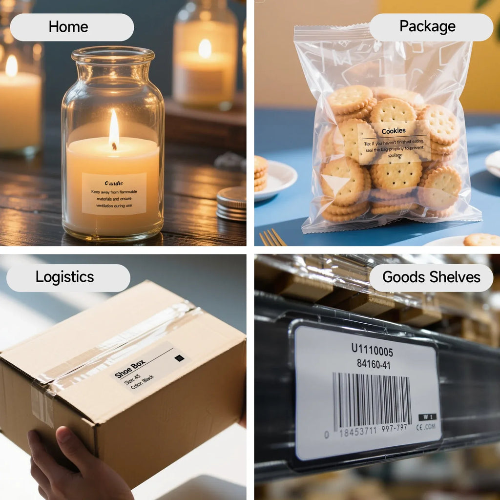 Barcode labels applied to packages and storage items