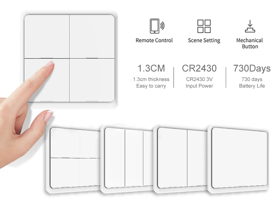 ZigBee 3.0 Tuya Smart Scene Switch Push Button 1/2/3/4 Gang 3 6 9 12 Scenes Automation Scenario Wireless Switch for Tuya Devices