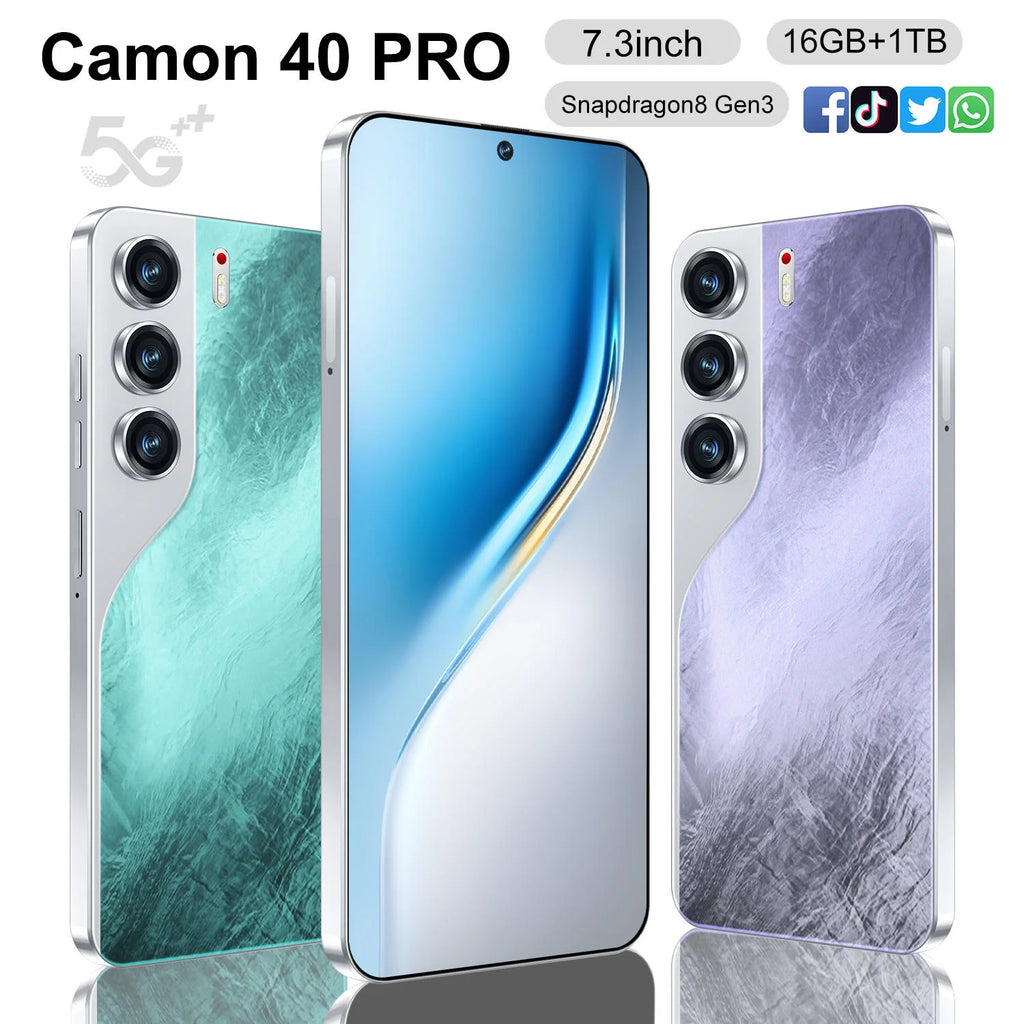 Camon 40 Pro 5G Smartphone, 16GB RAM, 1TB Storage - Blue Tidesmit