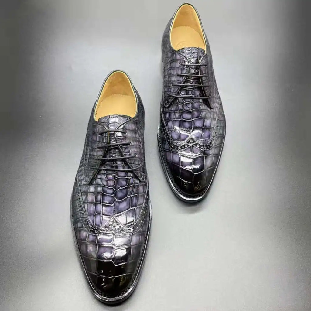 Luxury Designer Men's Dress Shoes Big Size Business Formal Shoes Men Party Footwear Genuine Crocodile Leather Handmade Shoes Men