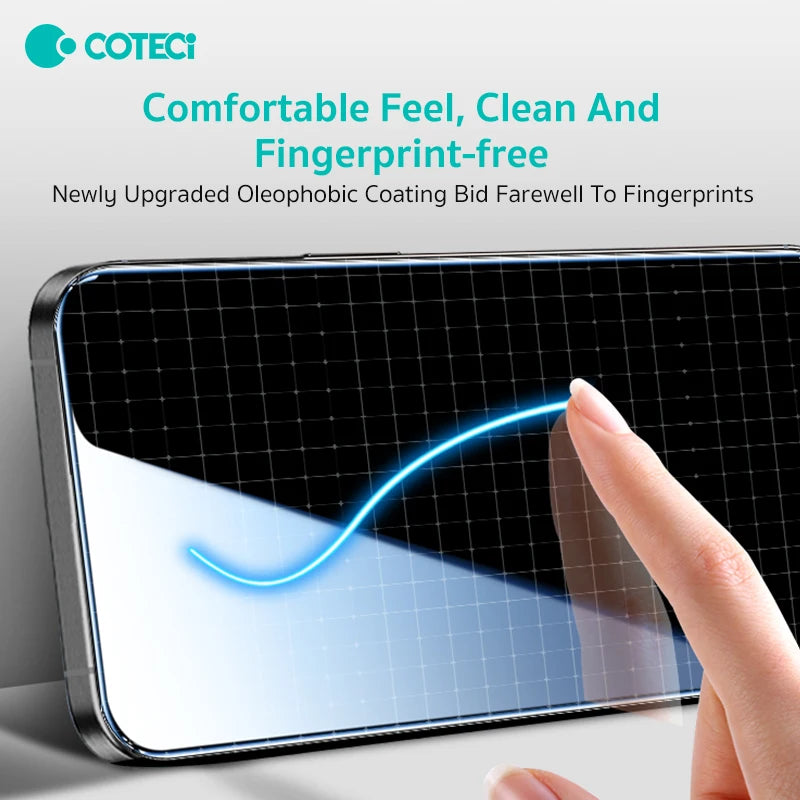 Coteci 16 Pro Max Glass Screen Protector Privacy Anti Scratch Unbreakable Easy Installation Tempered Glass for Iphone 15 16 Plus Tidesmit
