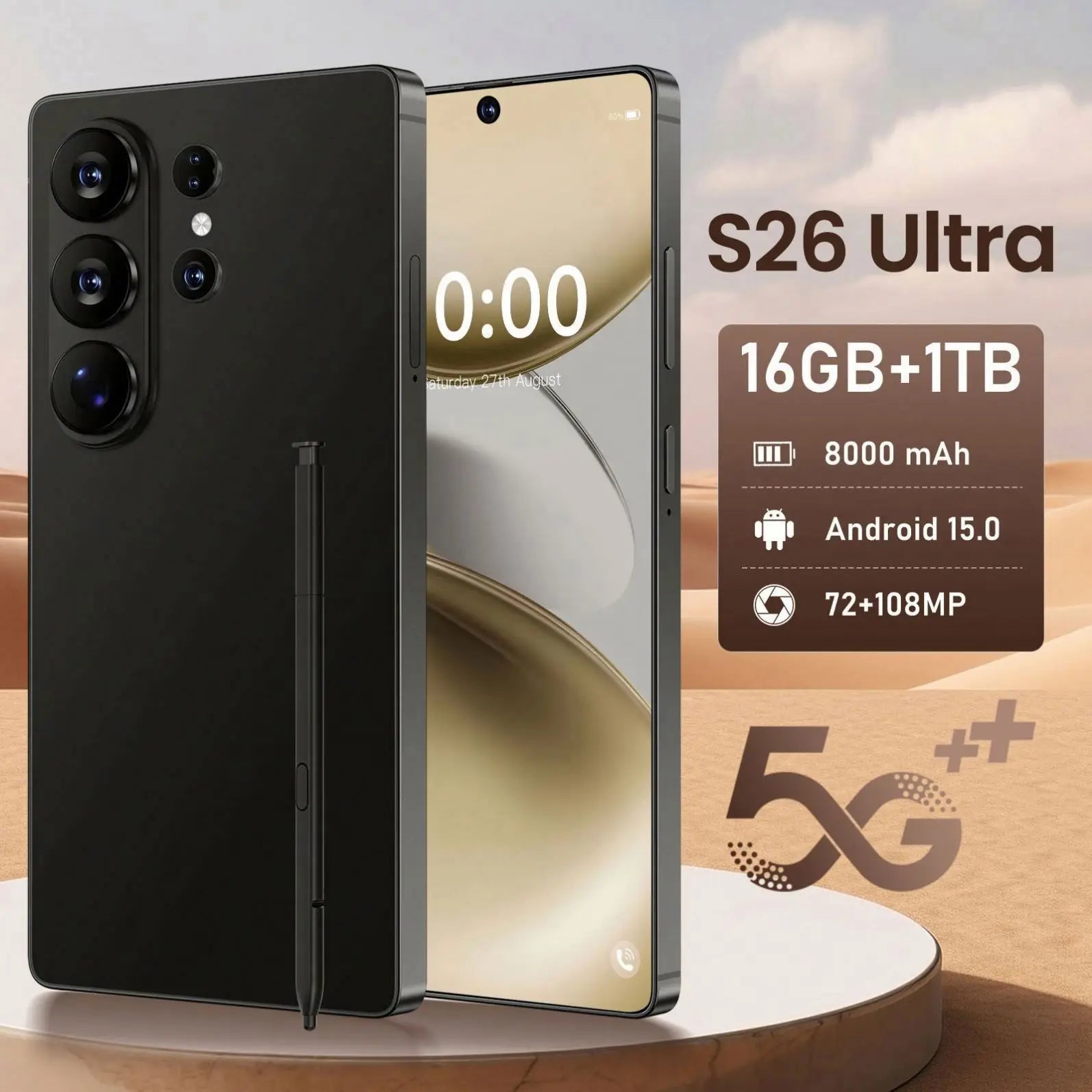 S26 Ultra 5G smartphone featuring a stunning 7.3 inch full HD display and sleek premium design for mobile users.