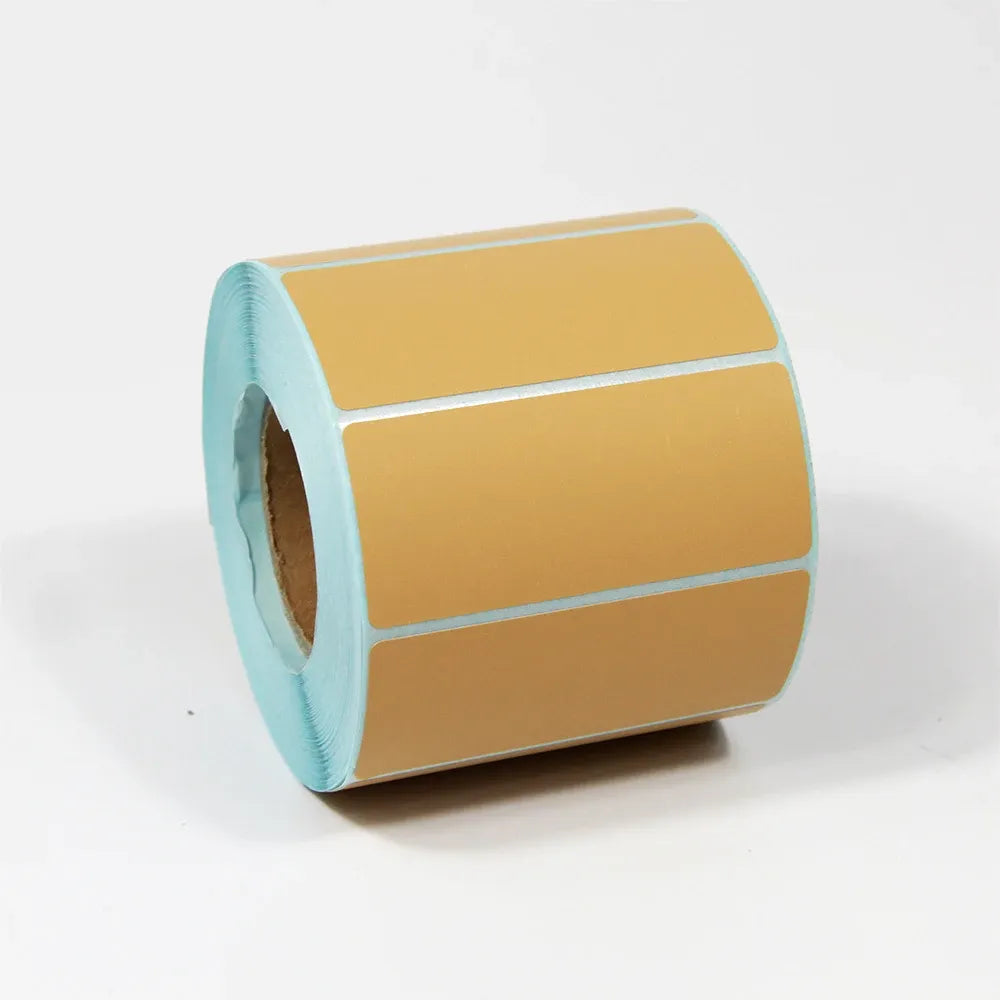 Gold self-adhesive thermal label stock roll with blank rectangular labels