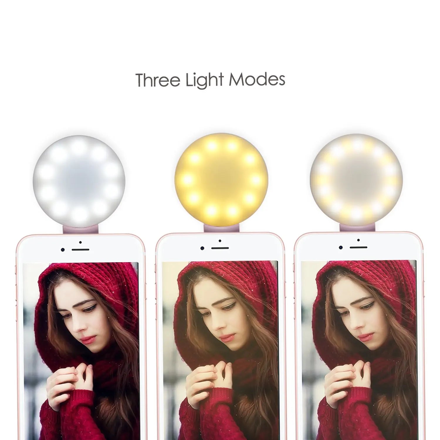 3 Lights Portable Mobile Phone Fill Light Usb Flash Selfie Ring Light Camera Photography for All Smartphones Tidesmit