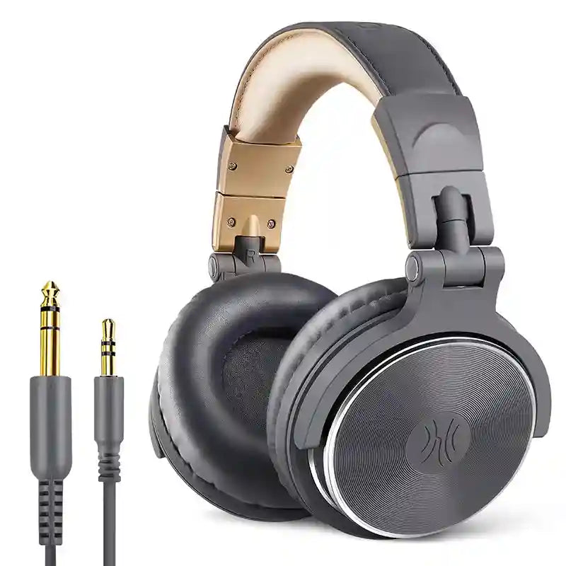 Wired Studio Monitor Headphones - Over-Ear DJ Mic Black Tidesmit
