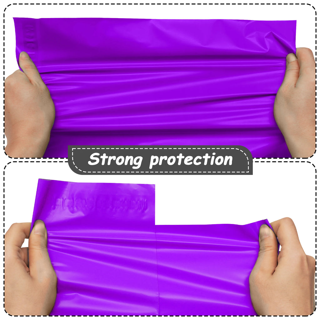 100 Pack Purple 10x13 Inch Waterproof Poly Mailers 2 Mil Eco-Friendly Strong Adhesive for Clothing Small Business Shipping