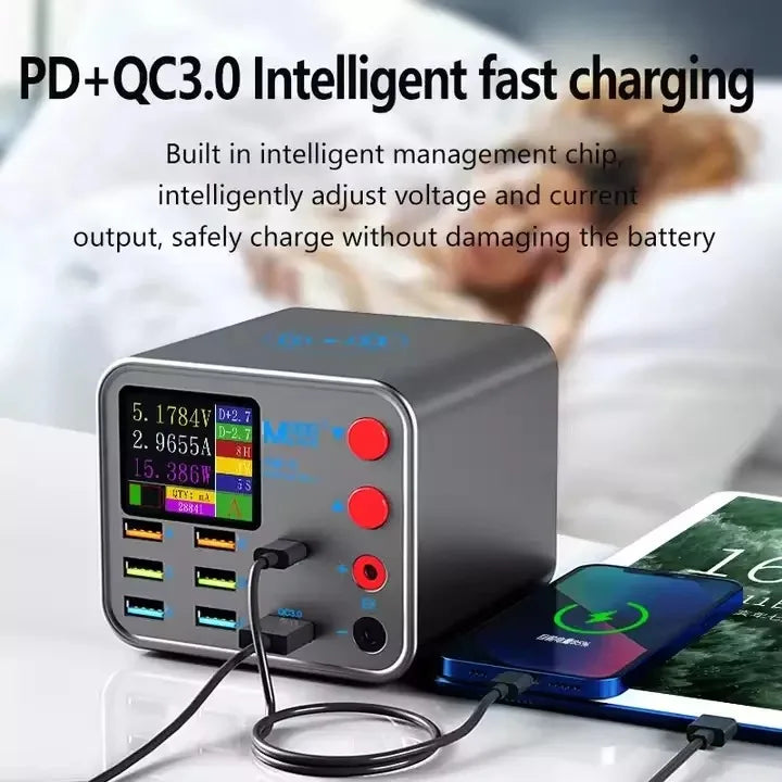 Maant Dianba No.1 Multifunctional 8-port Fast Charger PD+QC3.0 Quick Charging With Wireless Charger for Mobile Phone Tidesmit