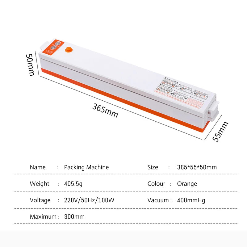 Electric Vacuum Sealer Machine For Food Storage With 10pcs Free Food Saver Bags Automatic Vacuum Sealer Packaging Machine