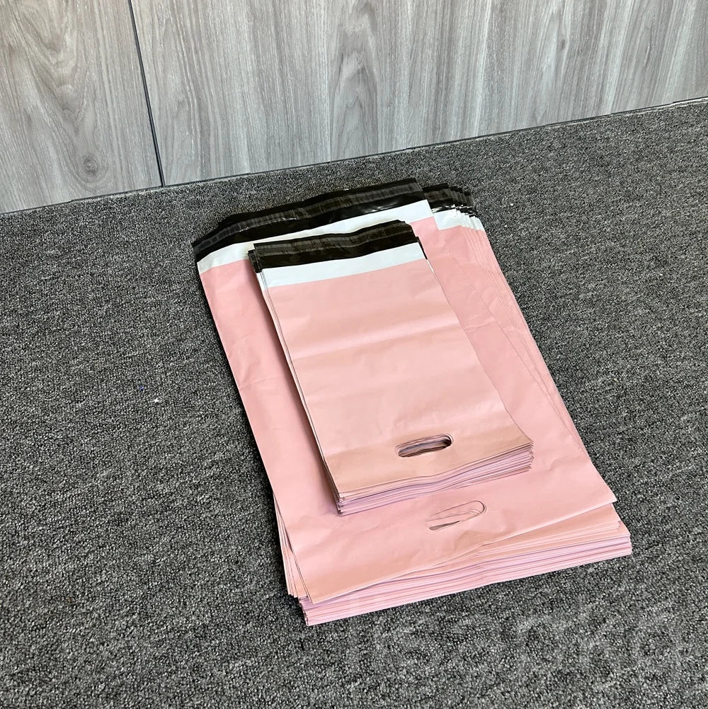 Custom Printed Logo Mail Bag Large/Small Eco-Friendly Clothing Packaging Plastic Poly Mailing Bags Tote Handle Durable