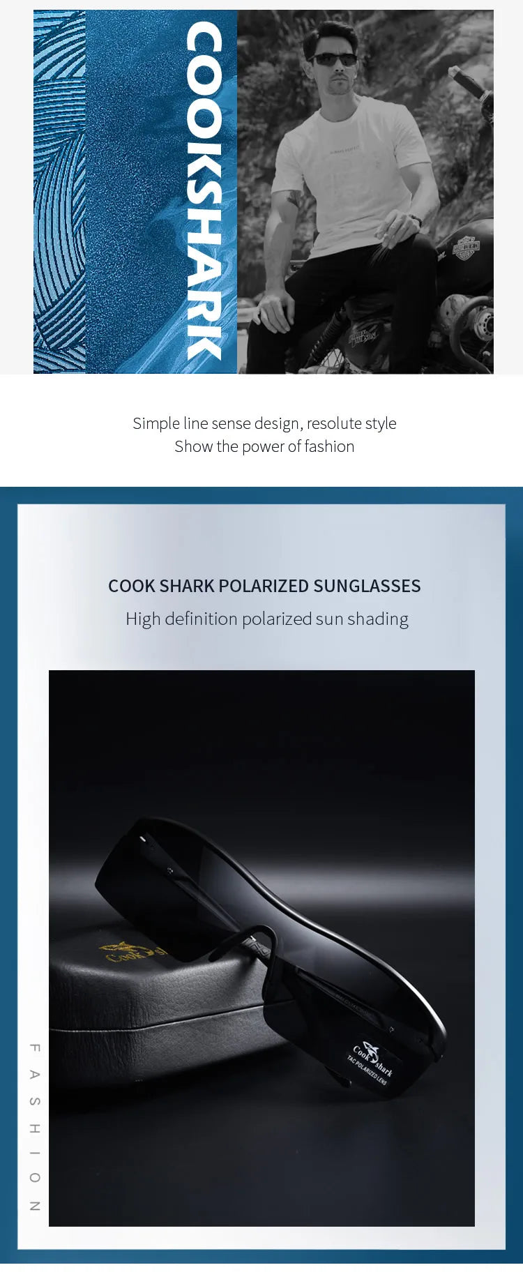 Black polarized sunglasses with rectangular frames, resting on a matching protective case.