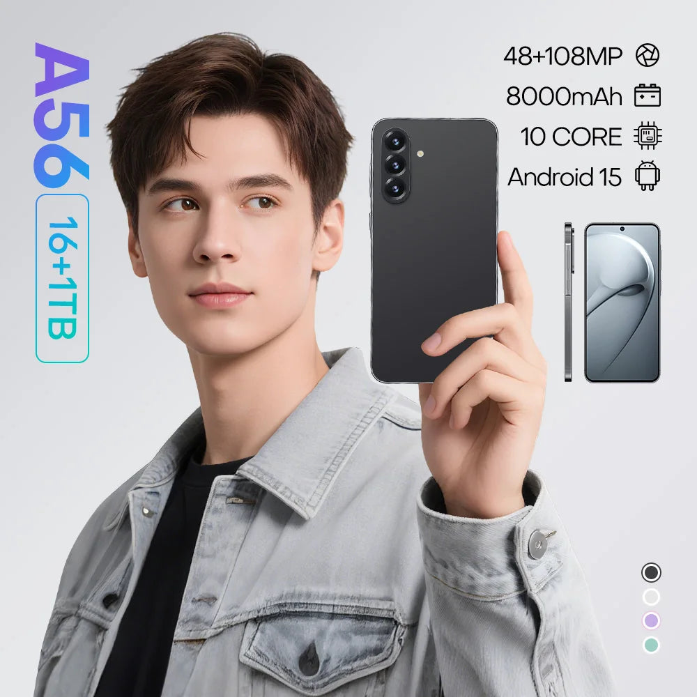 A56 5G Smartphone, 16GB RAM, 1TB Storage, Dual SIM - Tidesmit Tidesmit