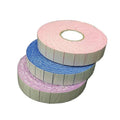 Double-sided EVA foam tape rolls in pink, blue, and purple shades