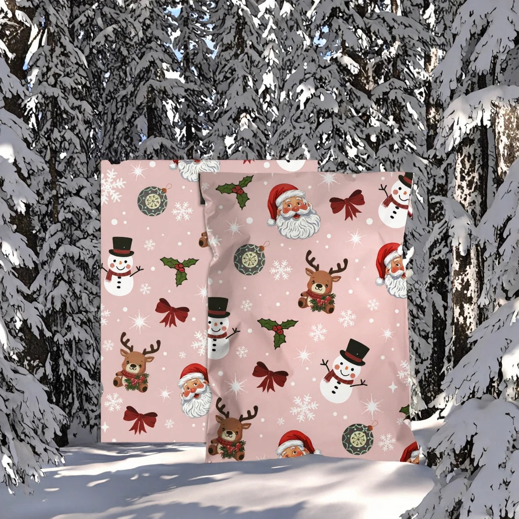 Poly Mailers 6x9 Inch 100Pack Christmas Pink Santa Shipping Bag 2.5mil Thickness Waterproof TearResistant Mailing Apparel