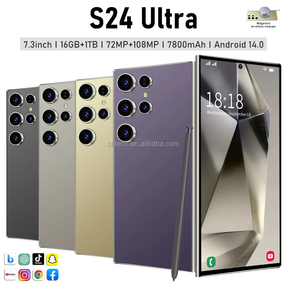 S24 ULTRA 5G Smartphone Ultimate Global Gaming Features 16GB RAM 1TB Storage 108MP Rear Camera Facial Recognition Mobile Phones - Tidesmit