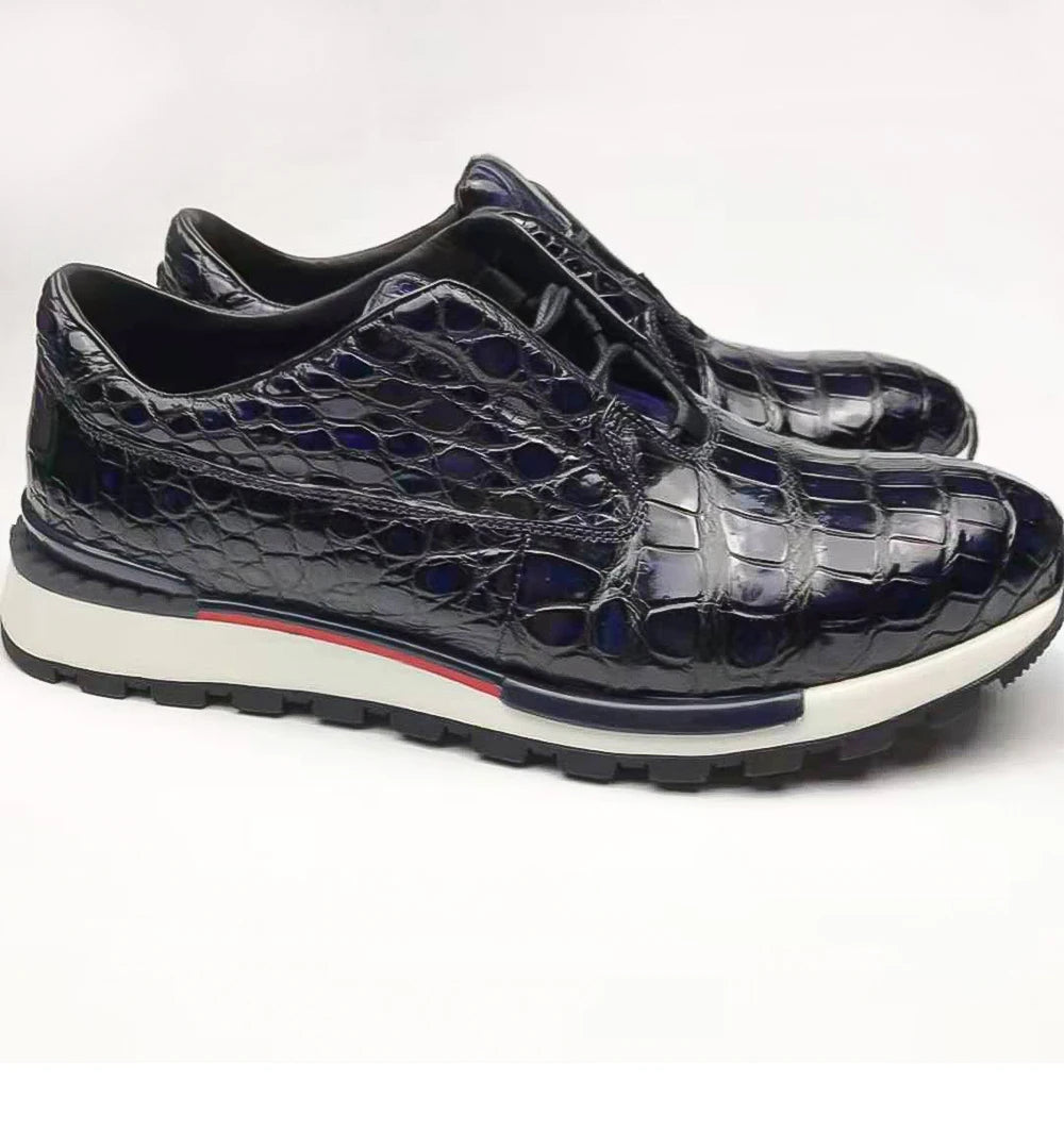 Popular Man Shoes Sneakers Quality Genuine Crocodile Leather Sport Shoes for Men Hot Selling Alligator Skin Party Shoes Men
