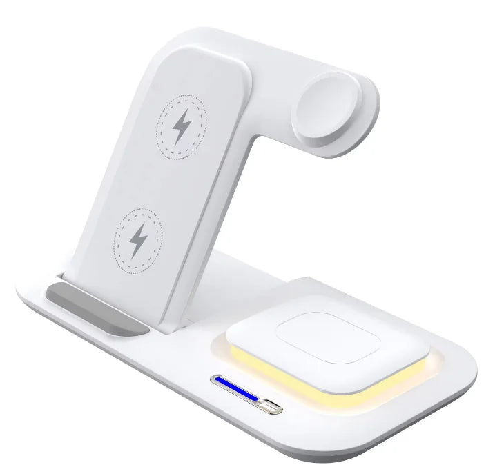 2025 Multifunction Foldable Wireless Charger 15W 3 in 1 Fast Portable Charging Station for Mobile Phone/earphone/watch White Tidesmit